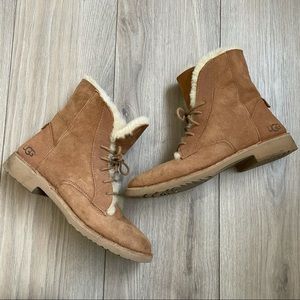 ugg quincy lace up chestnut suede